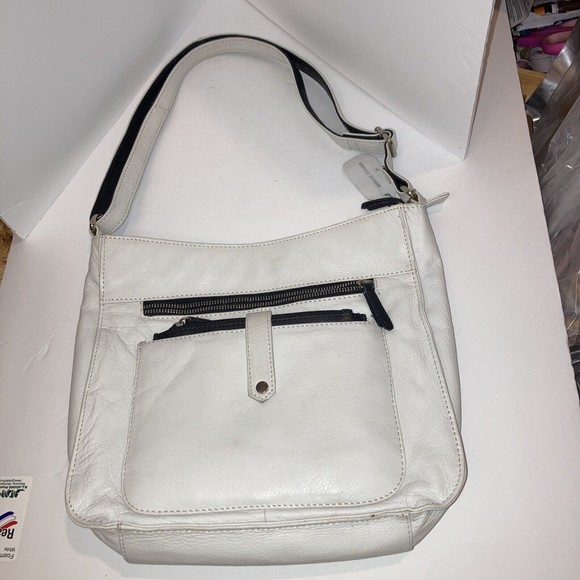 Off-White OR Cream Colored 100% Cowhide Leather Shoulder Bag Purse Bag Tote - Picture 10 of 10